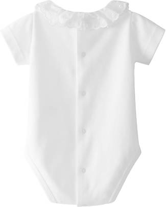 Laranjinha Short Sleeves Body with Ruffles - White - 100% Cotton Short Sleeves Bodies