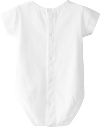 Laranjinha Short Sleeves Bodysuit with Button - White - Cotton Short Sleeves Bodies
