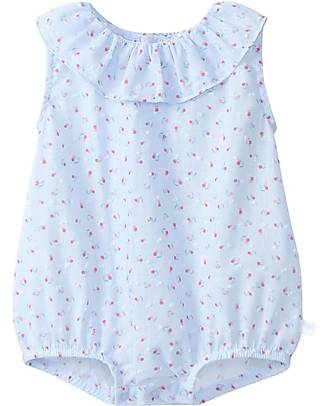 Laranjinha Shortie with Frills - Blue/Pink - 100% Cotton Short Sleeves Bodies