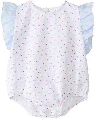 Laranjinha Shortie with Frills - White/Pink - Elasticated Cotton Short Sleeves Bodies