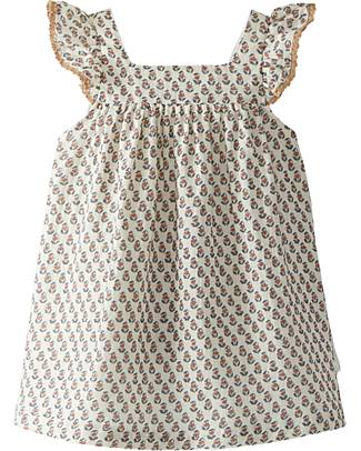 Laranjinha Sleeveless Dress with Ruffles - Floral Pattern - 100% Cotton Dresses_