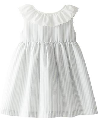 Laranjinha Sleeveless Dress with Ruffles - White/Blue - 100% Cotton Dresses_