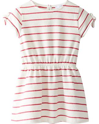 Laranjinha Striped Dress with Short Sleeves - Fuchsia - 100% Cotton Dresses_