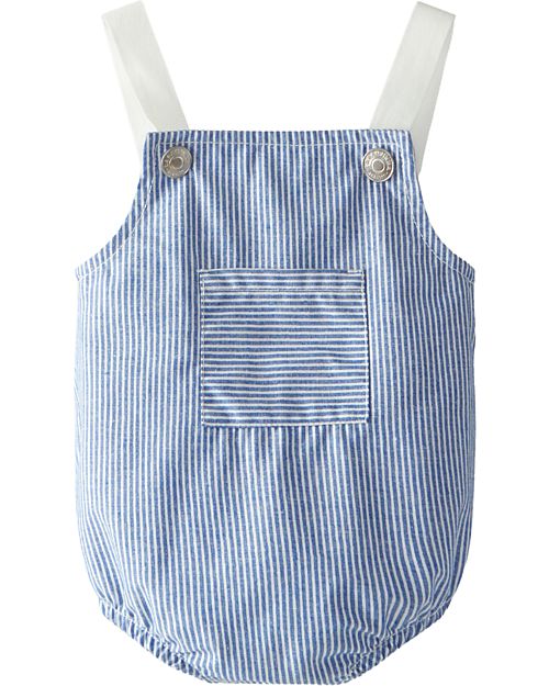 Laranjinha Striped Dungarees - Indigo - Cotton Dungarees