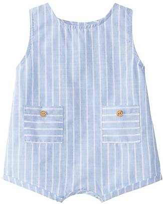 Laranjinha Striped Outfit - Blue/White - 100% Cotton Dungarees