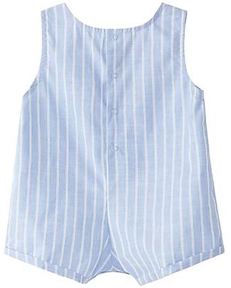 Laranjinha Striped Outfit - Blue/White - 100% Cotton Dungarees