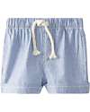 Laranjinha Striped Shorts with Elasticated Waist and Drawstring - Indigo - Cotton Shorts