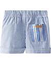 Laranjinha Striped Shorts with Elasticated Waist and Drawstring - Indigo - Cotton Shorts