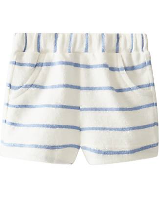 Laranjinha Striped Shorts with Elasticated Waist - Blue - 100% Cotton Shorts