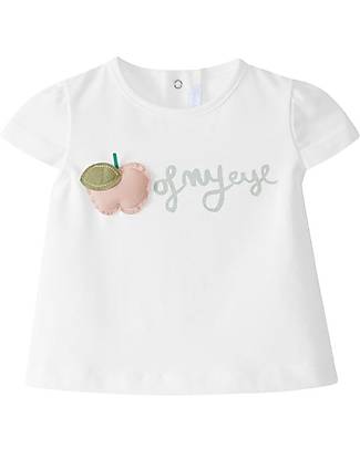 Laranjinha T-Shirt with Applique Apple - Natural - Elasticated Cotton T-shirts