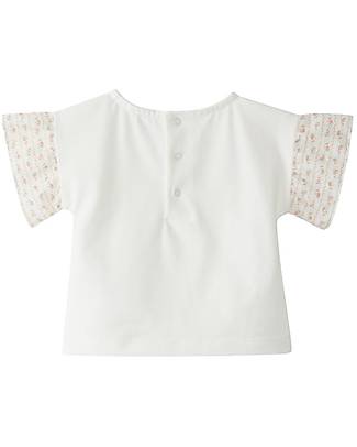 Laranjinha T-Shirt with Embroidered Sleeves - Salmon - Elasticated Cotton T-shirts