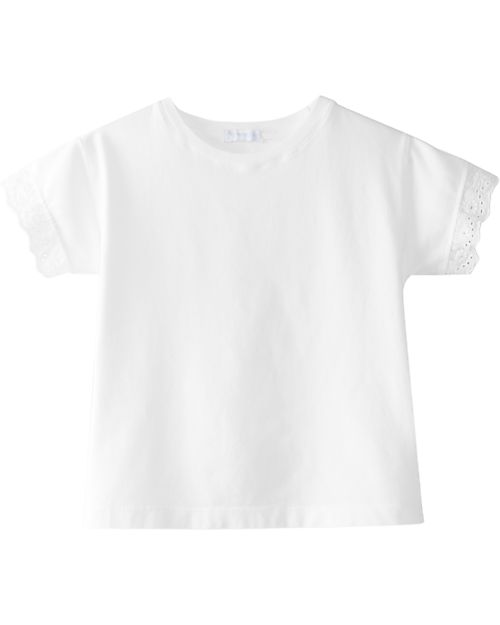 Laranjinha T-Shirt with Embroidered Sleeves - White - Cotton T-shirts