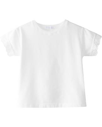 Laranjinha T-Shirt with Embroidered Sleeves - White - Cotton T-shirts