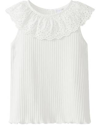 Laranjinha Top with Embroidered Collar - Natural - Elasticated Cotton T-shirts