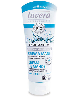 Lavera Organic Hand Cream, Basis Sensitiv - Almond Oli and Shea Butter - 75 ml Body Lotions And Oils