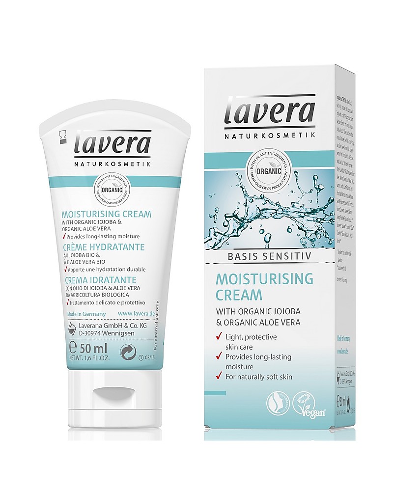 Vijandig lavendel kapperszaak Lavera Organic Moisturising Face Cream, Basis Sensitiv - Jojoba and Aloe  Vera - 50 ml unisex