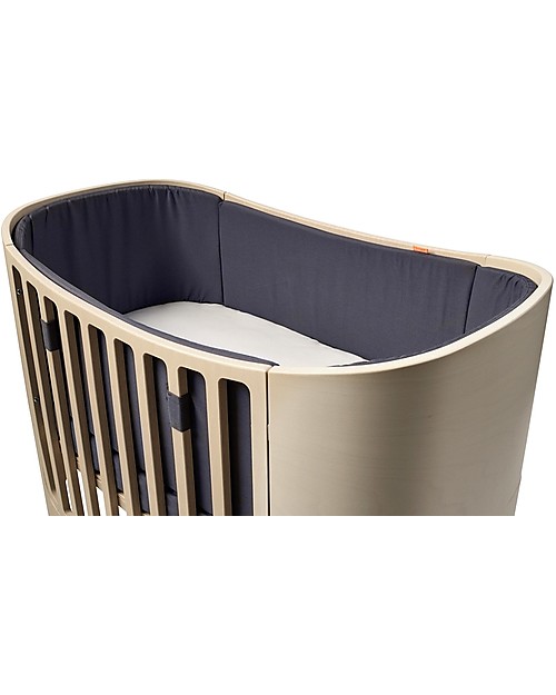 Leander Cot Bumper for Leander Crib, Grey- 4 sections, 100% cotton Bumpers