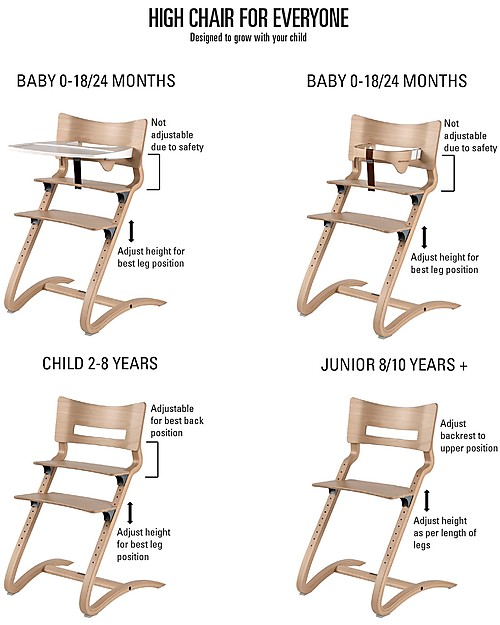 Leander Evolutive High Chair, Grey - For Children from 6 Months to 10 Years old! High Chairs