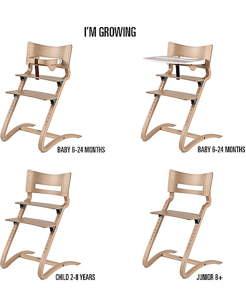 Leander Evolutive High Chair, Natural - For Children from 6 Months to 10 Years old! High Chairs
