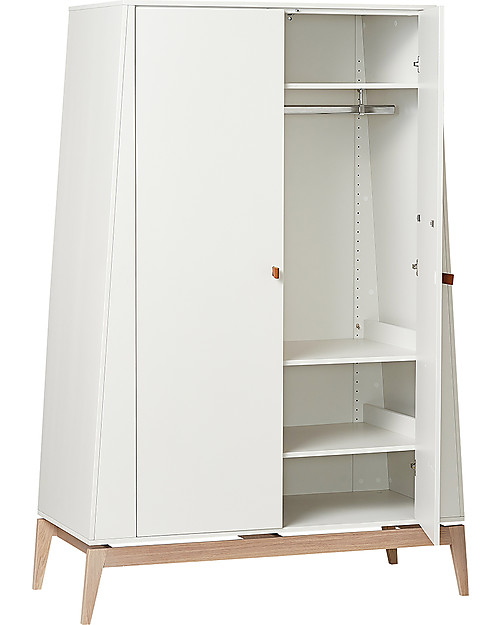 Leander Luna Large Wardrobe - White/Oak - Spacious Wardrobes