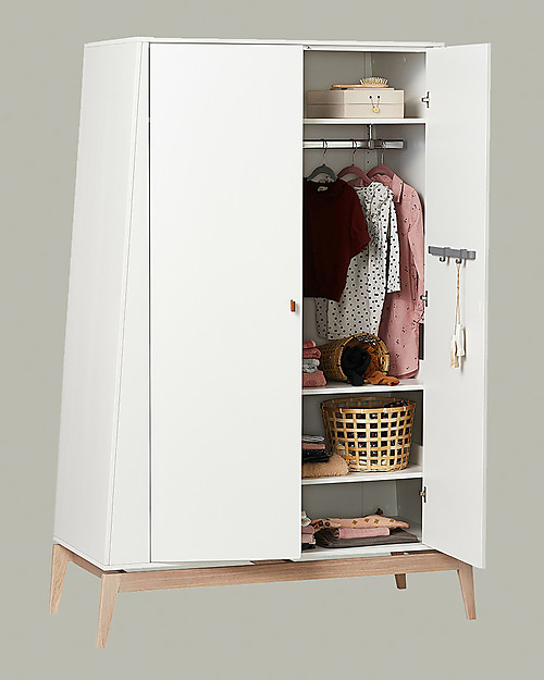 Leander Luna Large Wardrobe - White/Oak - Spacious Wardrobes