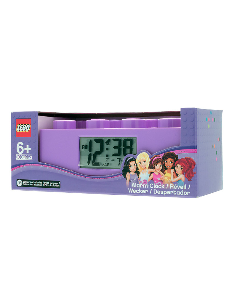 LEGO Friends 9009853 Purple Kids Brick Alarm Clock plastic 2.75 inches tall LCD display purple official boy girl 