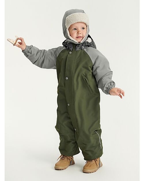 Leokid Waterproof and Lined Snowsuit - Color Block Green Scape - Warm and Opaque! Snowsuits