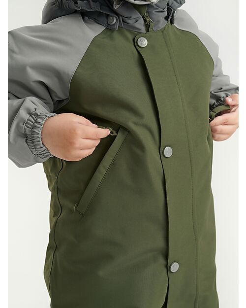 Leokid Waterproof and Lined Snowsuit - Color Block Green Scape - Warm and Opaque! Snowsuits