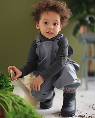 Leokid Waterproof Rain Pants - Grey - Elastic Fabric Dungarees