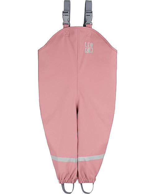 Leokid Waterproof Rain Pants - Pink - Elastic Fabric Dungarees