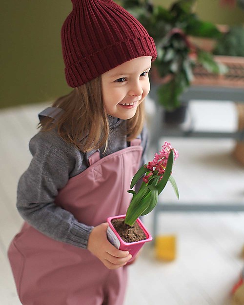 Leokid Waterproof Rain Pants - Pink - Elastic Fabric Dungarees