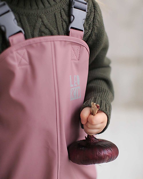 Leokid Waterproof Rain Pants - Pink - Elastic Fabric Dungarees