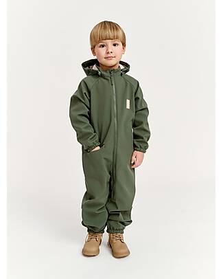 Leokid Waterproof SoftShell Echo Coverall - Green Moss - Padded in Soft Fleece Snowsuits