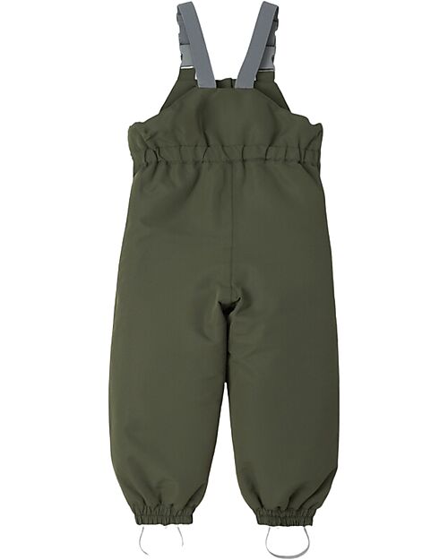 Leokid Waterproof Winter Dungarees - Color Block Green Scape - with Adjustable Braces Dungarees