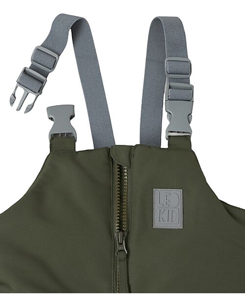 Leokid Waterproof Winter Dungarees - Color Block Green Scape - with Adjustable Braces Dungarees