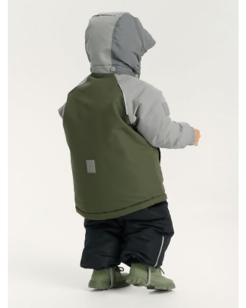 Leokid Waterproof Winter Jacket - Color Block Green Scape - with Side Pockets Jackets