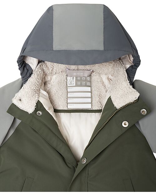 Leokid Waterproof Winter Jacket - Color Block Green Scape - with Side Pockets Jackets