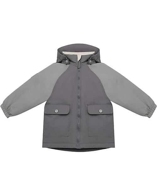 Leokid Waterproof Winter Jacket - Foggy Gray - with Front Pockets Jackets