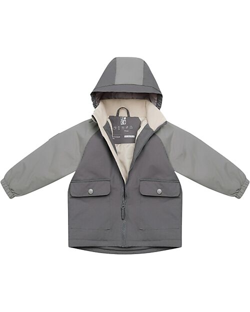 Leokid Waterproof Winter Jacket - Foggy Gray - with Front Pockets Jackets