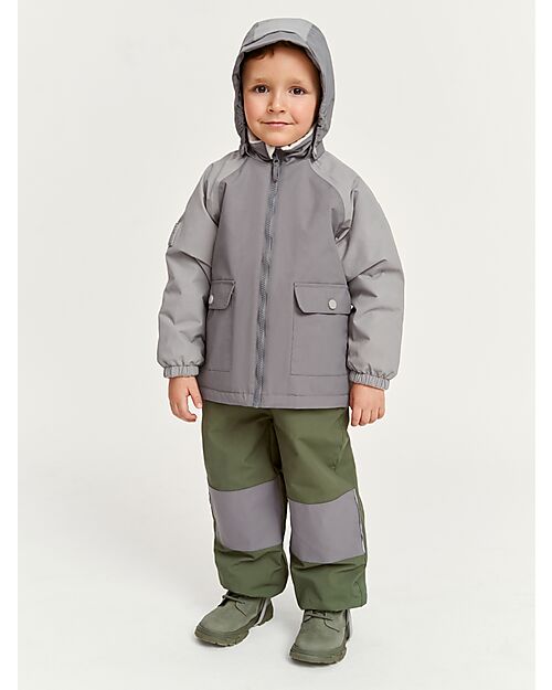 Leokid Waterproof Winter Jacket - Foggy Gray - with Front Pockets Jackets