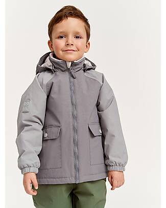 Leokid Waterproof Winter Jacket - Foggy Gray - with Front Pockets Waterproof