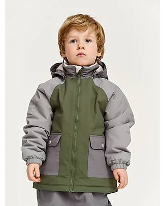 Leokid Waterproof Winter Jacket - Green Gray - with Front Pockets Waterproof