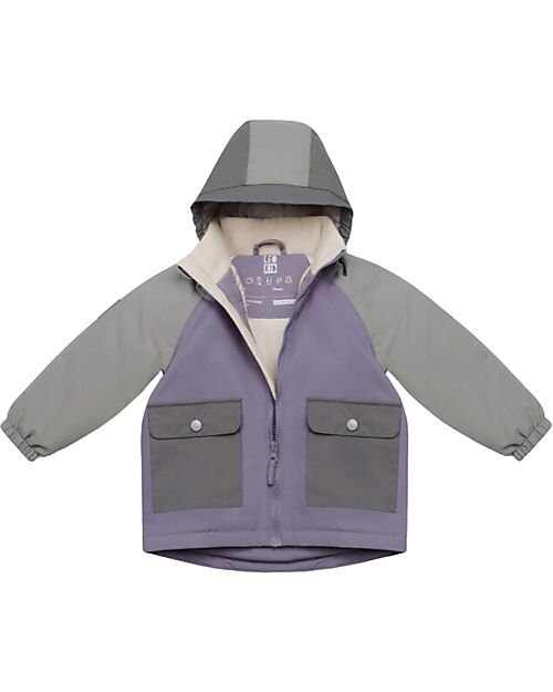 Leokid Waterproof Winter Jacket - Lilac Gray - with Front Pockets Jackets
