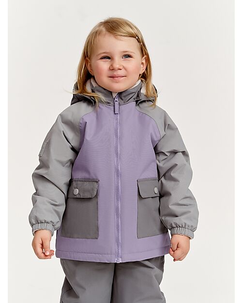 Leokid Waterproof Winter Jacket - Lilac Gray - with Front Pockets Jackets