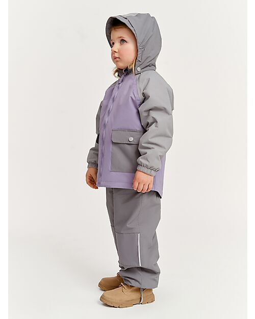 Leokid Waterproof Winter Jacket - Lilac Gray - with Front Pockets Jackets