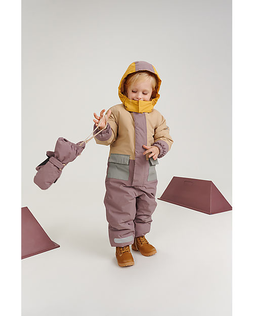 Leokid Windproof Color Block Snowsuit - Aster Sand - up to -30 ° C and  8000mm Waterproof unisex (bambini)