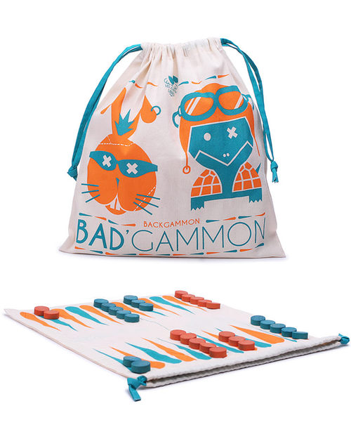 Les Jouets Libres Wooden BAD-gammon - A Naughty Version of Classic Backgammon (Organic Cotton Bag!) Board Games