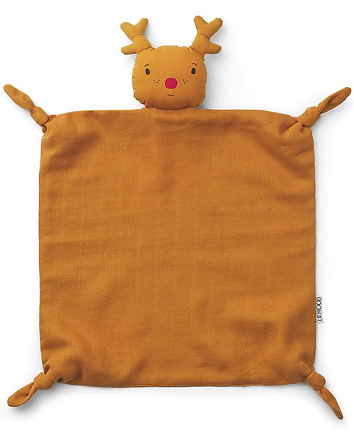 Liewood Agnete Cuddle Cloth - Reindeer Mustard - 100% Organic Cotton Doudou & Comforters