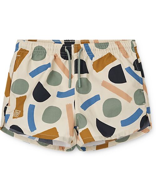 Liewood Aiden Printed Board Shorts - Paint stroke - Sandy - Recycled Material Swimming Trunks