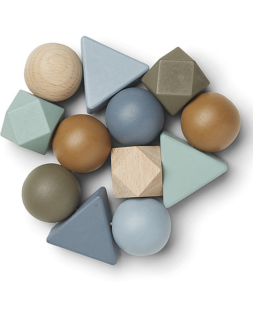 Liewood Anna Rattle - Beech Wood - Whale Blue Multi Mix Wooden Rattles